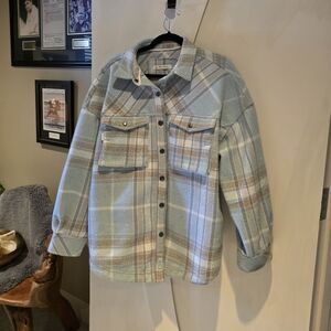 We The Free Blue Plaid Shacket